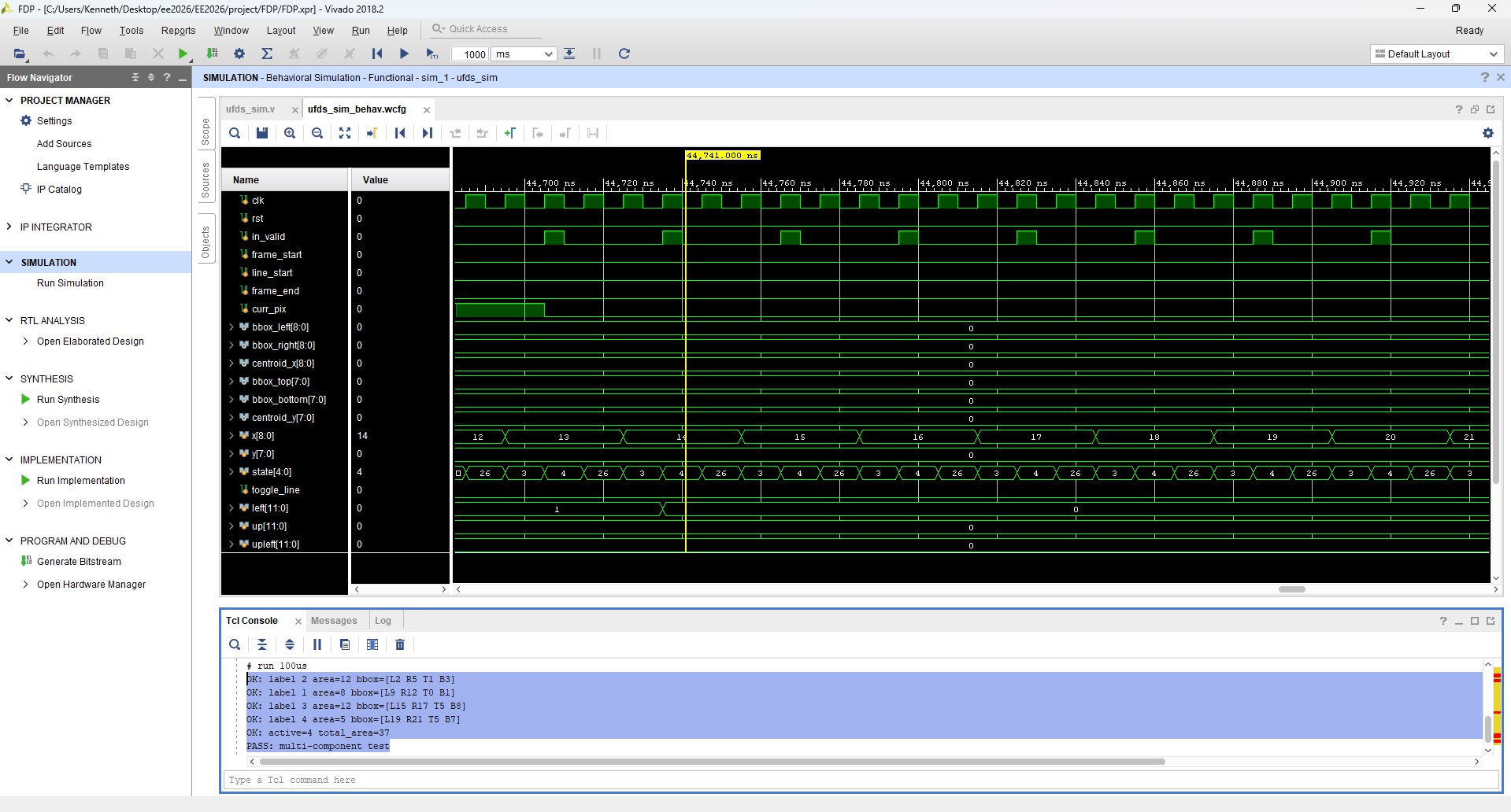 Simulation using small test frame